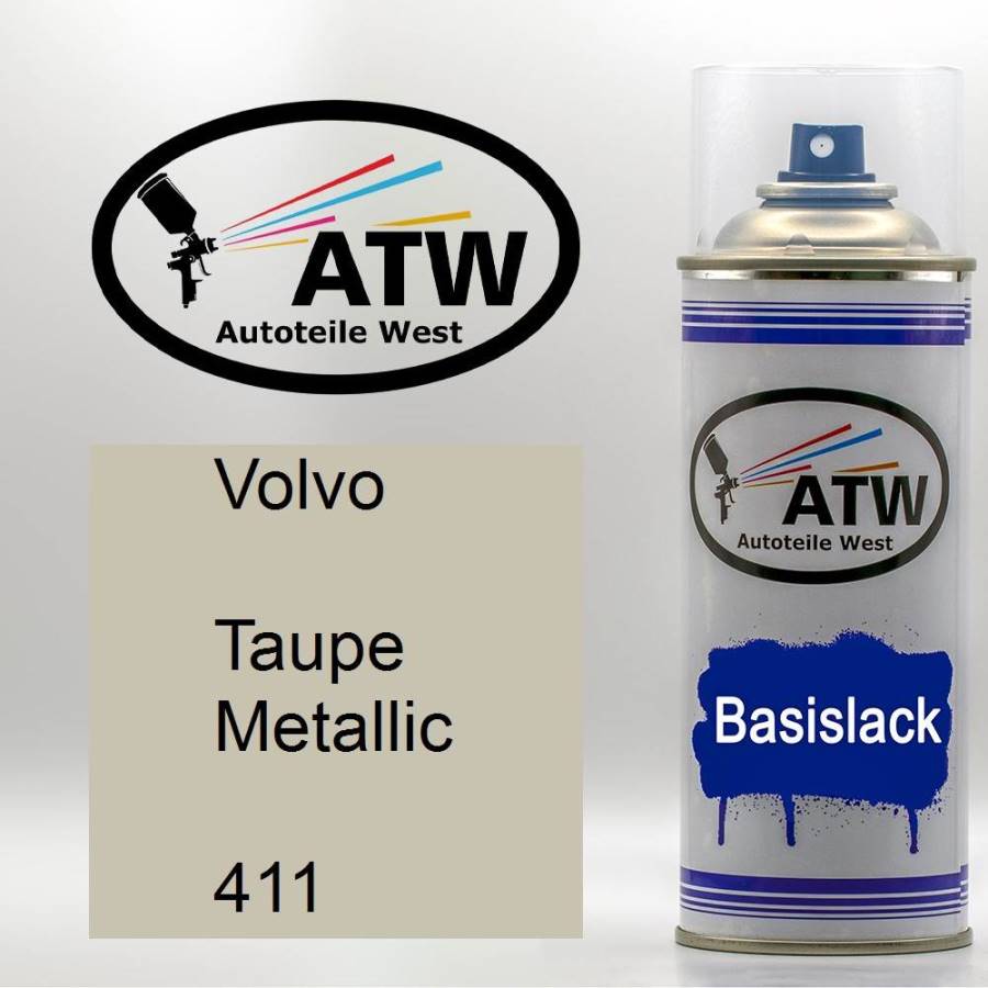 Volvo, Taupe Metallic, 411: 400ml Sprühdose, von ATW Autoteile West.